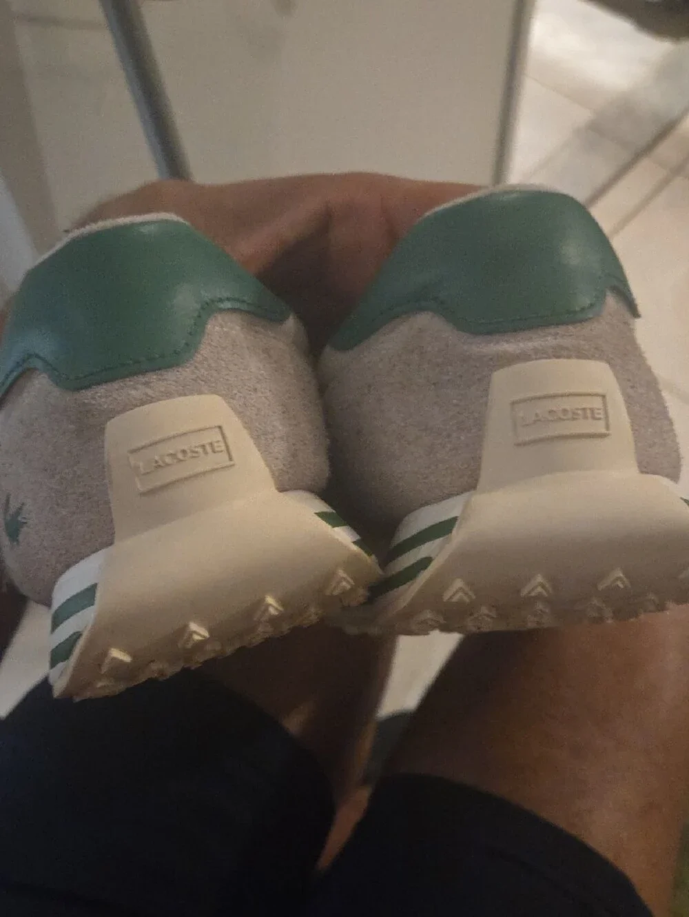 Lacoste White Leather Sneakers with Green Accents